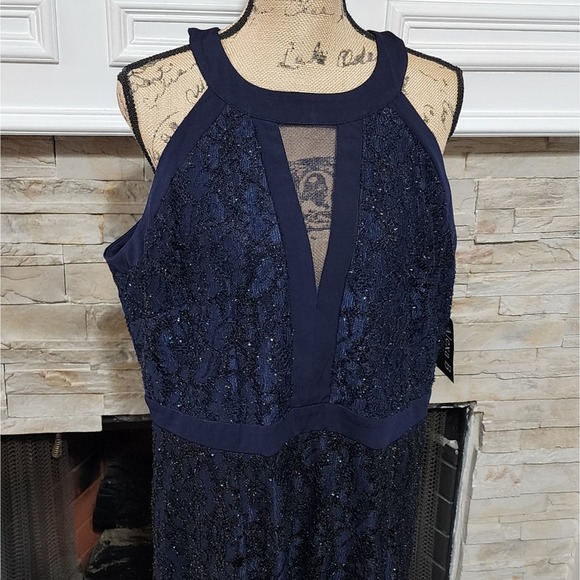 Alexa B. NITES Navy Lace And Mesh Party Maxi Dress Plus‎ Size 18W 2X New! - Picture 9 of 9